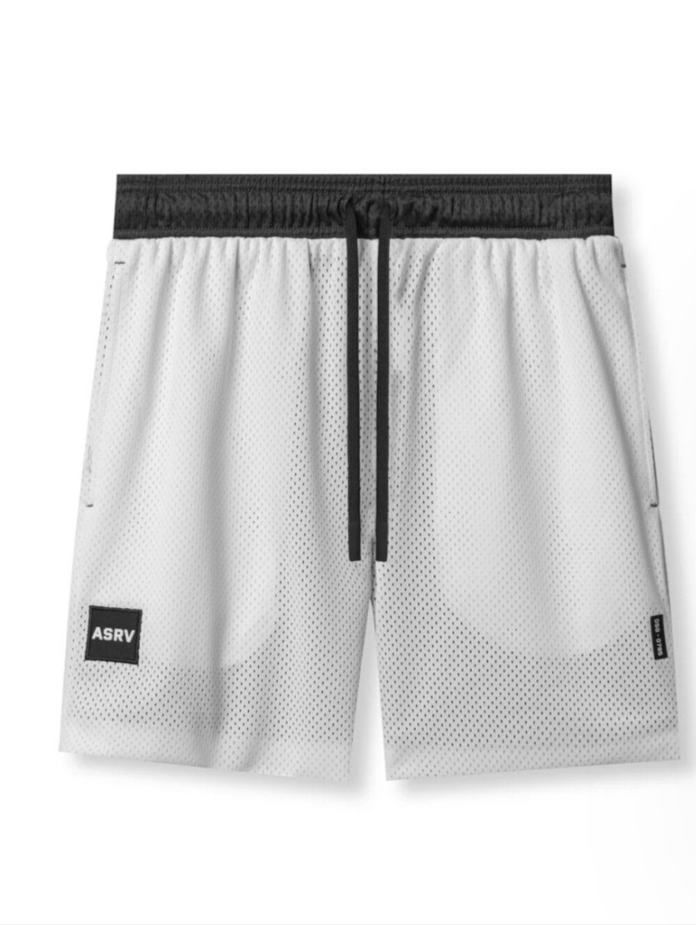 ASRV DSG-0795 Men's White Athletic Mesh Shorts with Black Waistband reversible